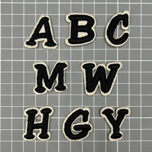 3D Buchstabe Stickerei Flicken Schwarz Weiß Alphabet Flicken Aufbügeln Aufnähen Abzeichen Für Kleidung Mützen DIY Zubehör