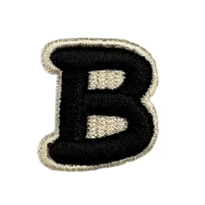 Schwarzer und weißer bestickter Buchstabe B Aufnäher für Kleidung, Mützen und DIY Zubehör.