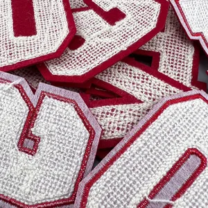 Chenille letter patch towel embroidery alphabet patch for baseball uniform jackets DIY