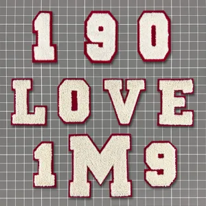 Apricot Chenille Towel Embroidery Letter Number Patches DIY Applique For Baseball Uniform Garment Accessories