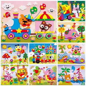 Kinderen DIY EVA Schuim Sticker Handgemaakt Puzzel Educatief Speelgoed Creatieve Cartoon Kunst Ambacht Kit Voor Kinderen