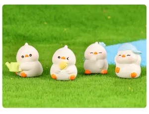 Cute little duck resin figurines for micro landscape, succulent plant decoration detail.