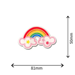 Rainbow cloud embroidered patch adhesive badge for clothing repair DIY accessory 81x50mm.