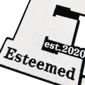 Chenille Stickerei Buchstabe E Aufnäher DIY Kleidung Zubehör Abzeichen schwarz und weiß