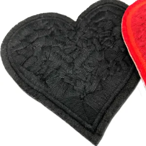 Black red heart embroidery patch clothing DIY badge fabric applique iron on sewing accessory