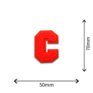 Rotes Chenille Buchstabe C Aufnäher DIY Stickerei Applikation Badge für Kleidung 70x50mm