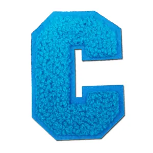 Blauer Chenille Buchstabe C Aufnäher Stickerei DIY Abzeichen Kleidung Zubehör Applikation