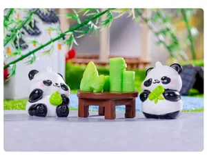Simpatiche mini statuette di panda con bambù e tavolo micro paesaggio decorazione auto