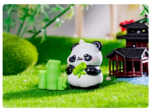 Simpatica statuetta mini panda micro paesaggio ornamento decorazione scrivania bambù.
