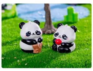 Miniature di panda carine, ornamenti in resina per micro paesaggio da scrivania o auto.