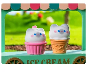 Cute Siamese cat ice cream resin miniature figurines DIY garden bonsai succulent decor