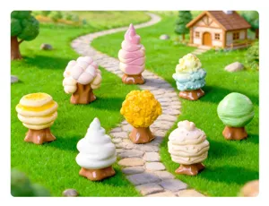 Miniature dessert tree figurines, cute DIY dollhouse decor, colorful landscape ornaments