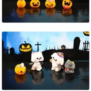 Halloween resin miniature ornaments cute pumpkin ghost micro landscape DIY decoration
