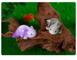 Set di statuette in miniatura di axolotl carine per decorazione da scrivania e paesaggio.