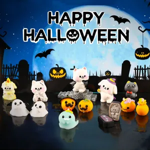 Halloween Micro Landscape Resin Ornaments Cute Ghost Pumpkin Cat Dog Figurine Miniature Accessories For Crystal Ball Home Decor