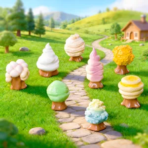 Cute mini dessert ice cream tree miniature figurines for dollhouse fairy garden decor desk ornament.