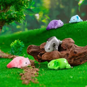 Set di statuette in miniatura in resina axolotl carine per decorazione da scrivania.