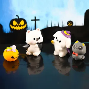 Cute Halloween resin miniature figurines set for micro landscape and desktop decor display.