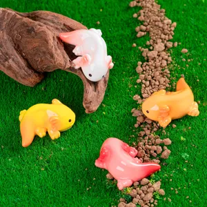 Set di simpatiche statuine in resina di axolotl micro paesaggio decorazione scrivania