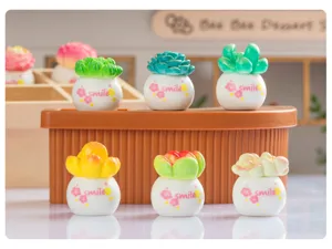 Miniature succulent potted plant ornament, cute resin flower pot desktop decor for DIY garden.