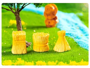 Miniature wheat haystack figurine set for DIY micro landscape garden dollhouse decor.