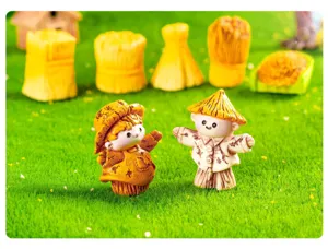 Cute miniature scarecrow farm figurine micro landscape DIY garden ornament decor item