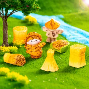 Miniature resin scarecrow wheat farm micro landscape DIY garden decor bonsai craft ornaments