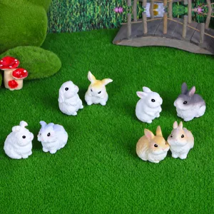 Micro Paesaggio Statuetta di Coniglio in Resina Simpatico Animale Coniglietto Realistico Miniatura Giardino Artigianato Soprammobile Decorazione Casa