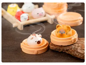 Cute miniature animal steamed bun figurines for dollhouse decor and micro landscape display.
