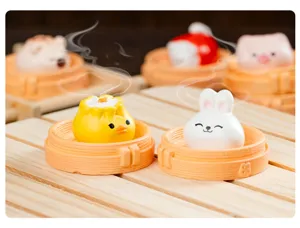 Cute miniature animal dim sum toys in steamers for dollhouse decor, micro landscape ornaments.