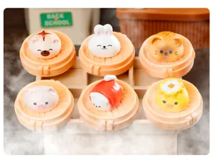 Cute miniature animal steamed bun toys, kawaii dollhouse decoration food resin accessories