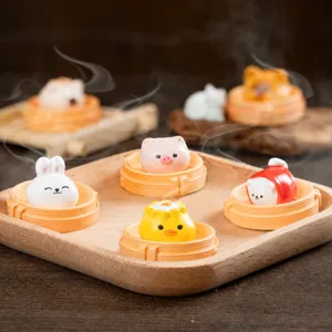 Resin Miniature Animal Breakfast Bun Figurine Cute Cartoon Dollhouse Micro Landscape Desktop Ornament Resin Craft