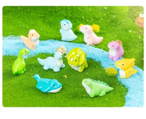 Set di simpatiche mini statuette di dinosauri per micro paesaggio muschio e giardino DIY.