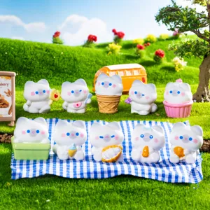 Cute Siamese Cat Resin Miniature Figurine Cartoon Animal Micro Landscape Bonsai Succulent DIY Garden Desktop Ornament