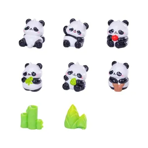 Set di figurine di panda in miniatura carine per decorazione fai-da-te micro paesaggio.