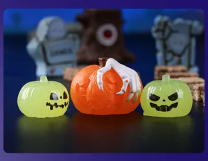 Halloween resin pumpkin miniature ornament, cute spooky decor for dollhouse and micro landscape.