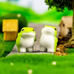 Cute resin frog figurine, creative miniature landscape desktop ornament for car or home.