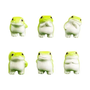 Cute resin frog figurines set, funny mini animal statues for car dashboard and desktop decor.