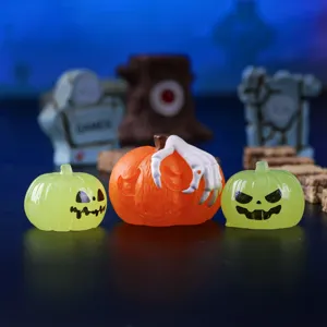 Halloween miniature resin pumpkin ornaments glowing spooky decor fairy garden micro landscape