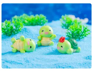Süße Miniatur-Harz-Schildkröten-Figuren, Detailaufnahme für Moos-Terrarien und Dekoration.
