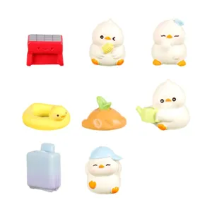 Cute duck resin miniature figurines set for micro landscape DIY succulent garden decor ornaments.