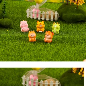 Cute resin Chinese zodiac animal figurines for moss micro landscape and desktop home decor.