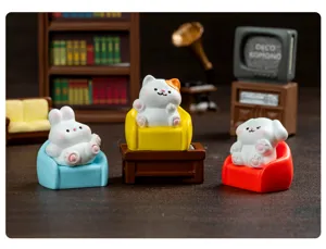 Miniature animal figurine on sofa desktop decoration creative resin toy micro landscape accent.