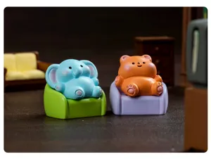 Cute miniature animal figurines set resin ornament for desktop home fairy garden decor