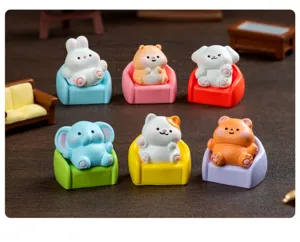 Cute miniature animal figurines with colorful sofas, perfect for desktop micro landscape decor.