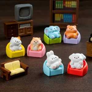 Creative Resin Animal Miniature Sofa Figurine Cute Puppy Hamster Bear Rabbit Cat Desk Ornament Micro Landscape
