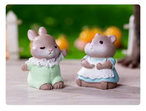 Retro pastoral miniature animal resin figurines, cute garden micro landscape home decor.