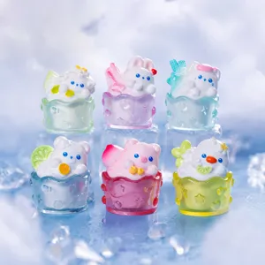 Figurine en Résine de Petit Animal Smoothie d'Été pour Mini Paysage DIY Maison de Poupée Ornement de Bureau Décoration de la Maison