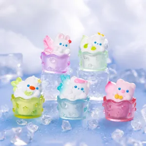 Miniatures mignonnes d'animaux de glace d'été bricolage micro paysage ornements de jouets