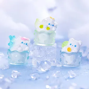 Figurines en résine d'animaux smoothie d'été mignonnes pour maison de poupée et déco.